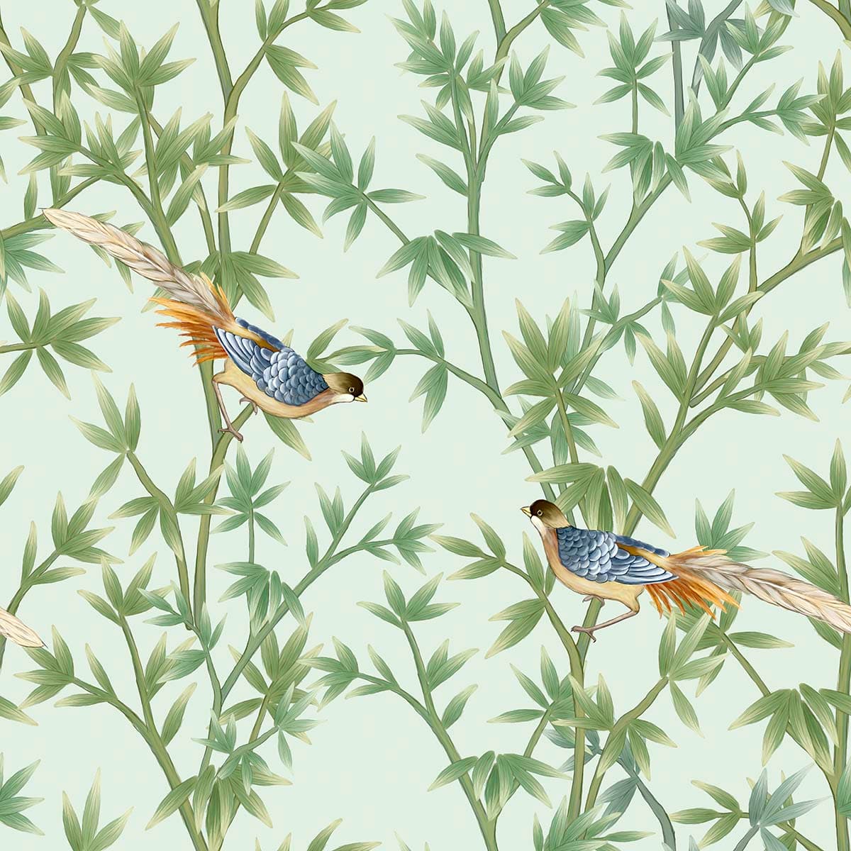 Birds on Branches for Nature Inspired Walls Wallpaper pattern detail