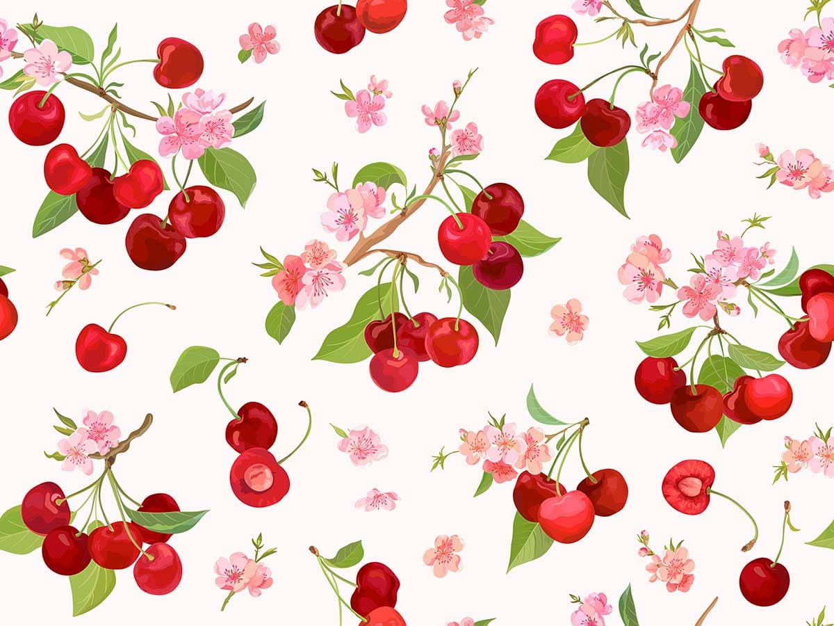 Timeless Fruit Blossom Wallpaper pattern detail