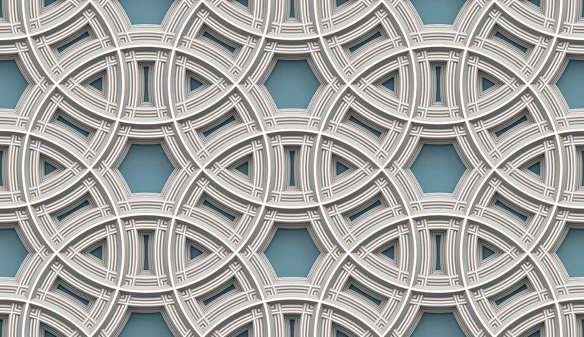 A pattern of white and blue circular shapes pattern detail