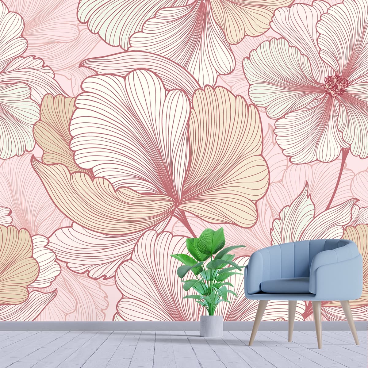 Intricate Floral Magic Wallpaper Mural shown in a room