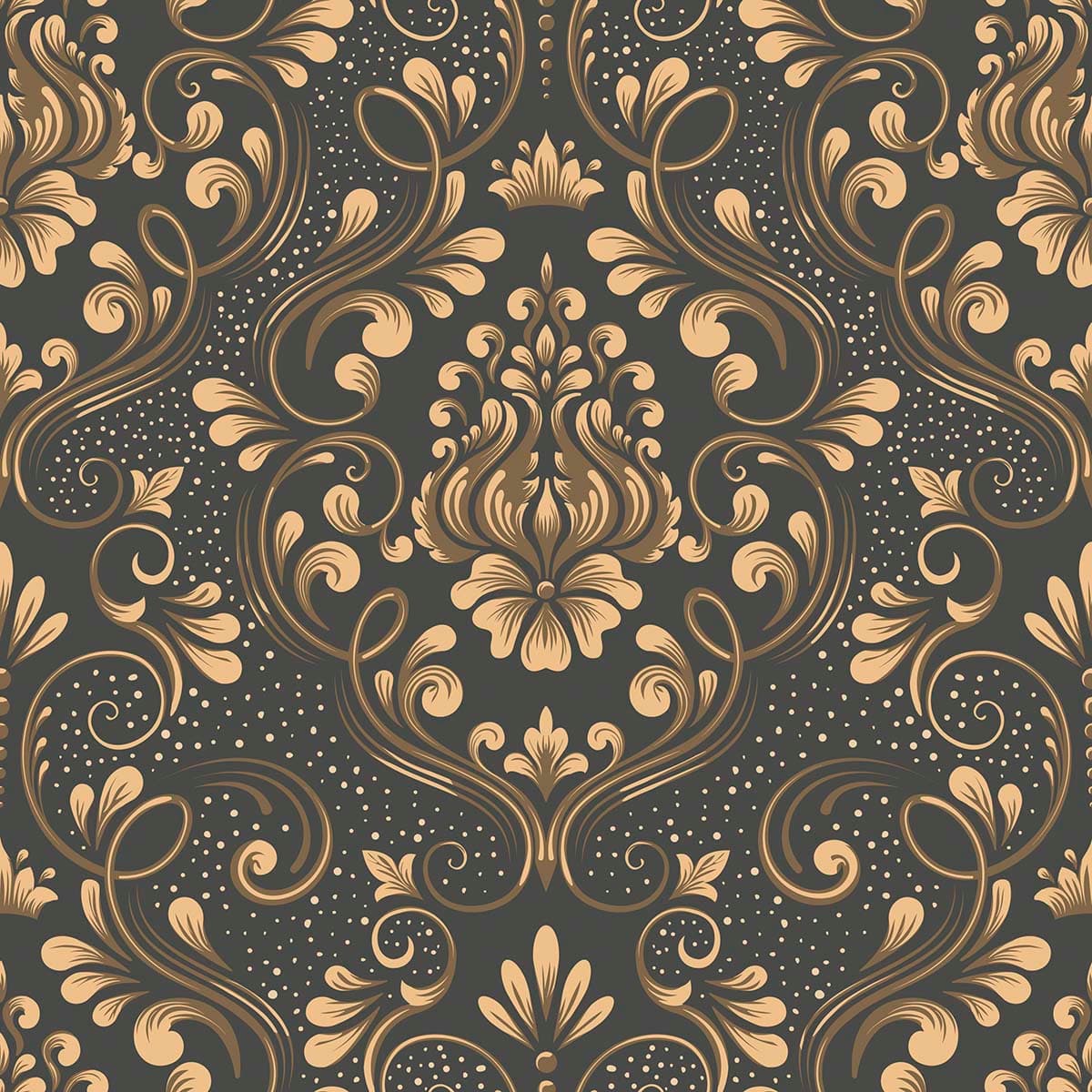 Luxurious Gold and Black Wallpaper Design pattern detail