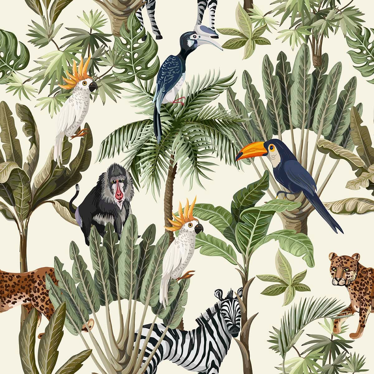 Classic Jungle Safari Wallpaper pattern detail