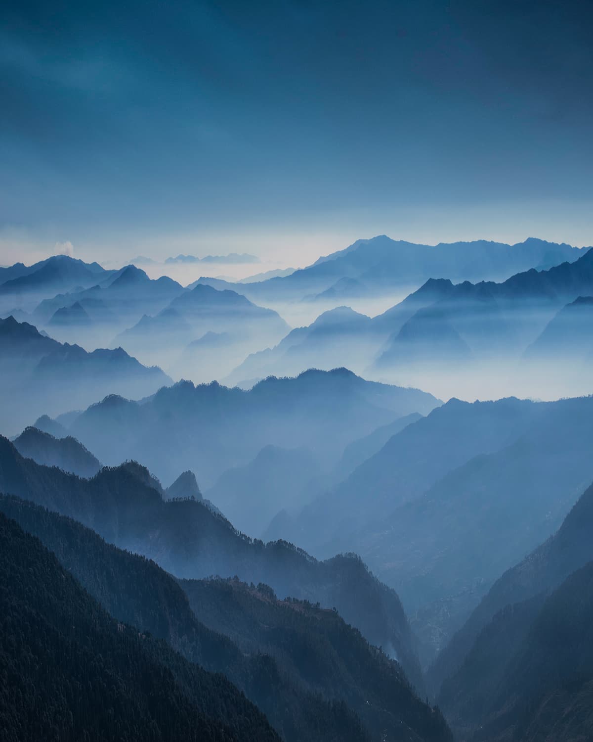 Pahadiyan, Mountain Range with Fog Wallpaper for Wall pattern detail