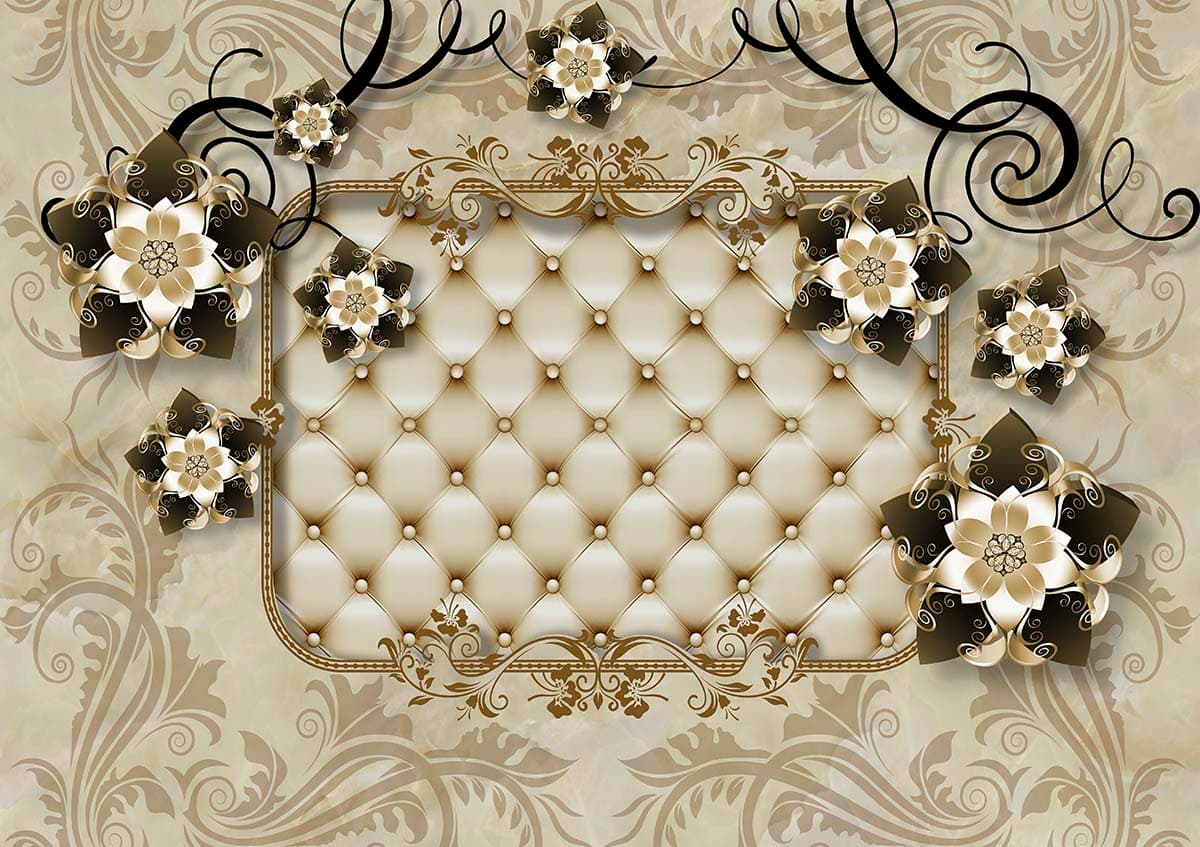 A wallpaper with a floral design pattern detail