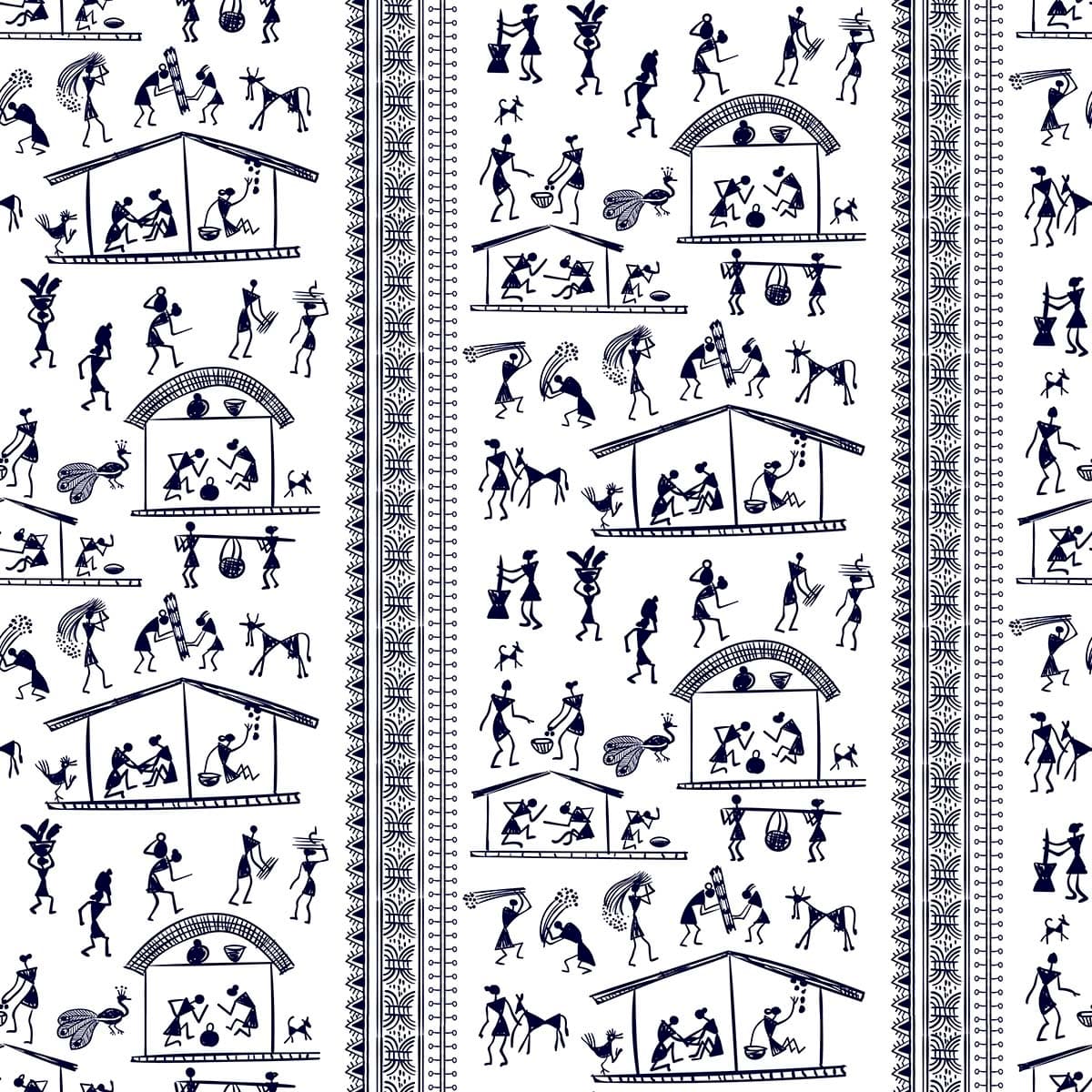 Contemporary Human Animal Art Wall Decor Wallpaper pattern detail