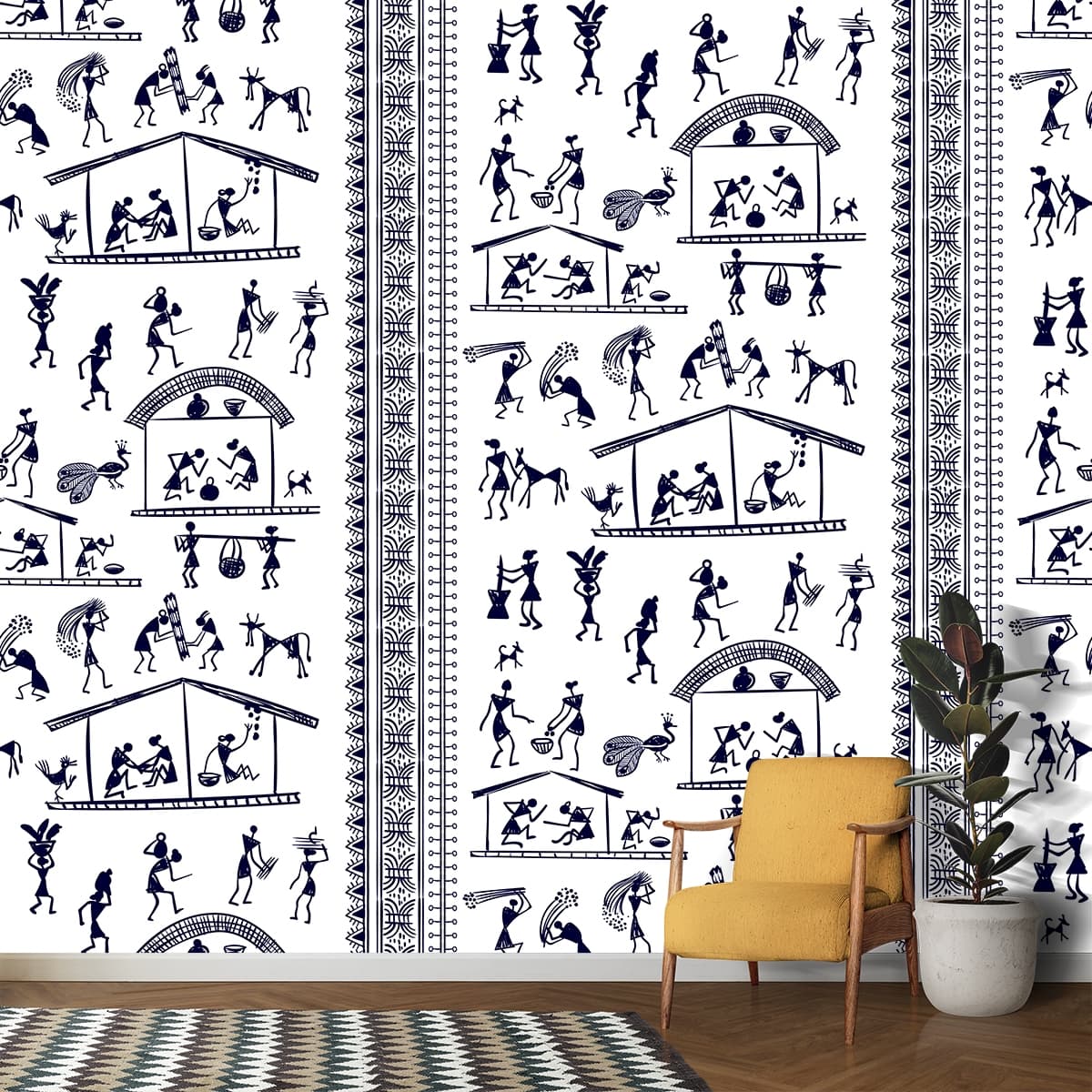 Contemporary Human Animal Art Wall Decor Wallpaper shown in a room