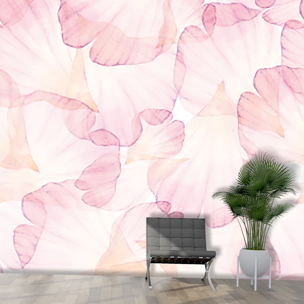 Close-Up Floral Design Aesthetic Wallpaper shown in a room