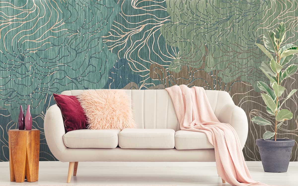 Elegant Fabric Texture Surface Design Wallpaper shown in a room