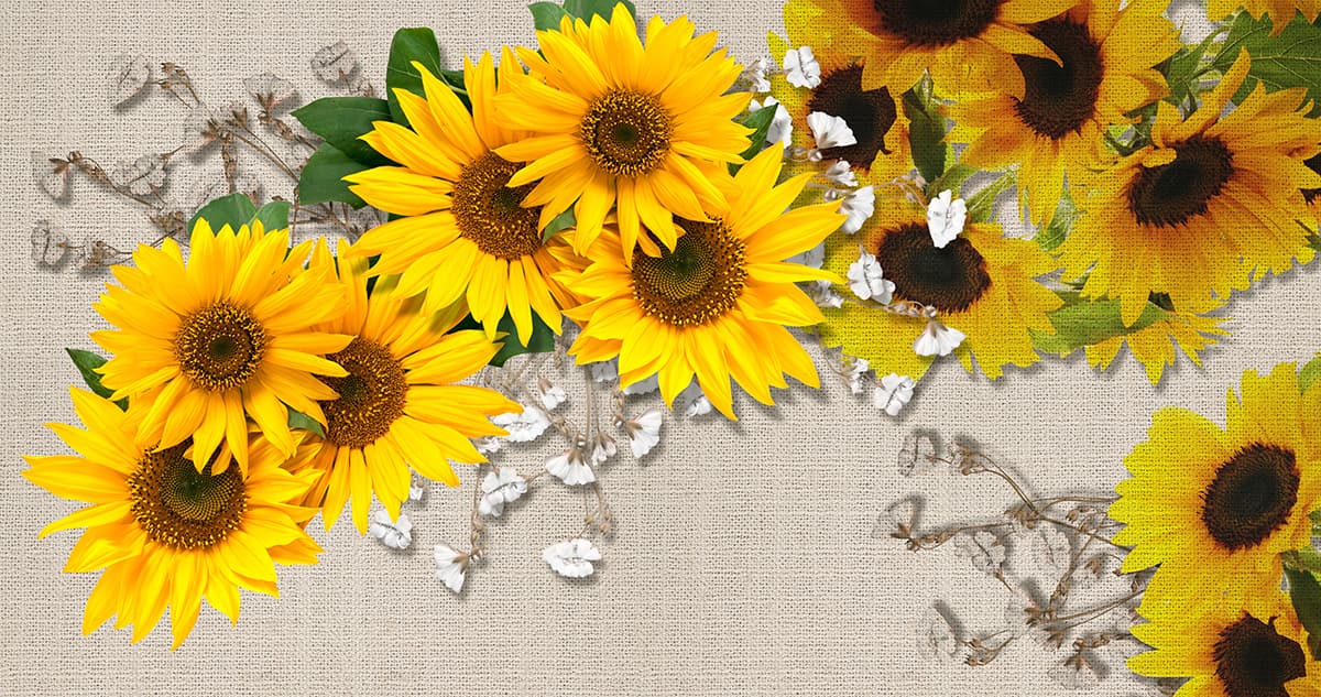 Bright Sunflower Floral Fabric Texture Aesthetic Wallpaper pattern detail