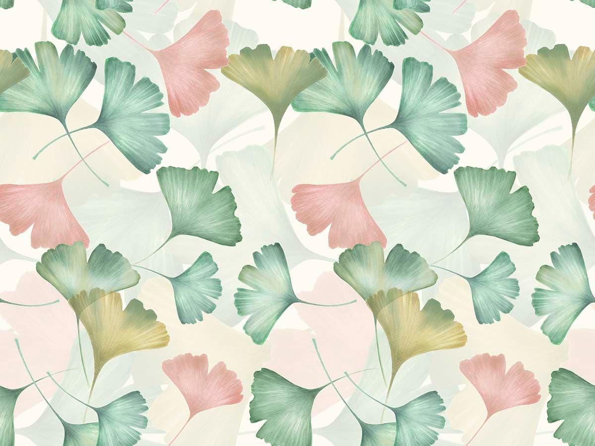 Pink And Green Tropical Leaf Wallpaper pattern detail