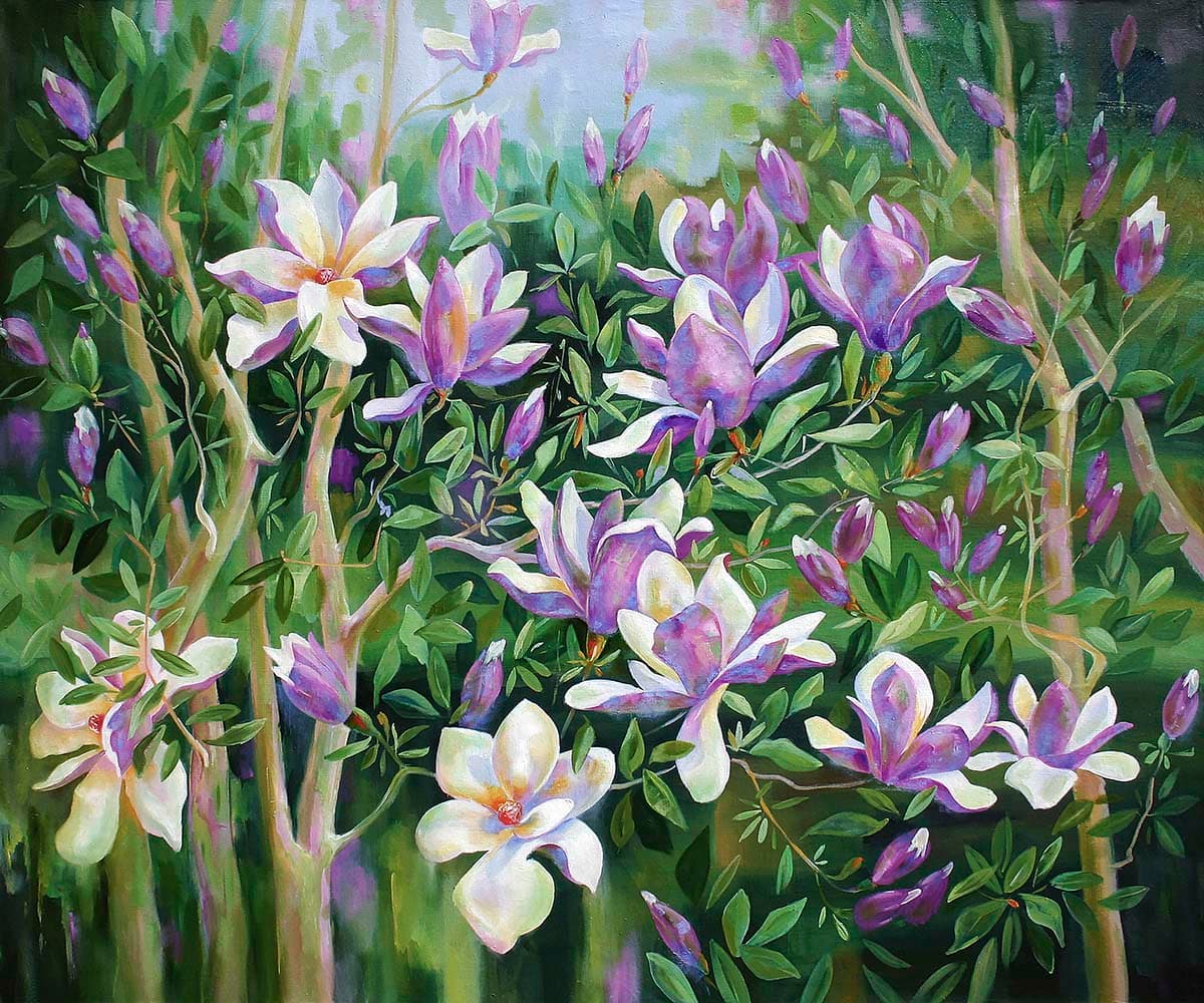Magnolia Solange Serenity Floral Wallpaper pattern detail
