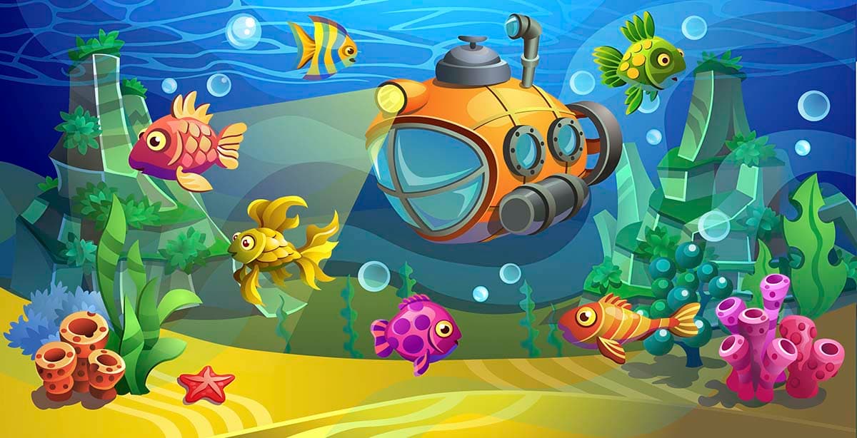 Underwater Submarine Adventure Wallpaper pattern detail