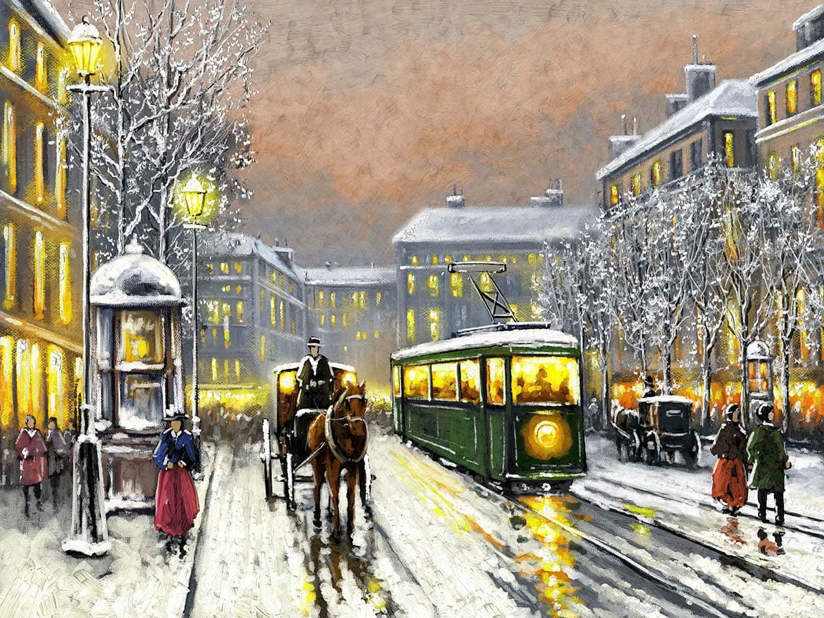 Luxury Vintage Street Scene Wall Mural Wallpaper pattern detail