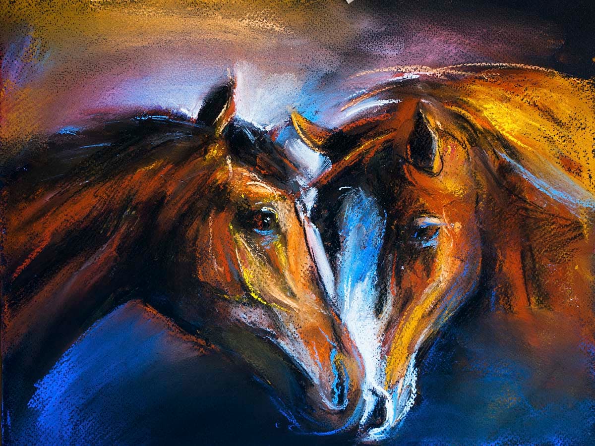 Two Horses Artistic Illustration Wallpaper pattern detail