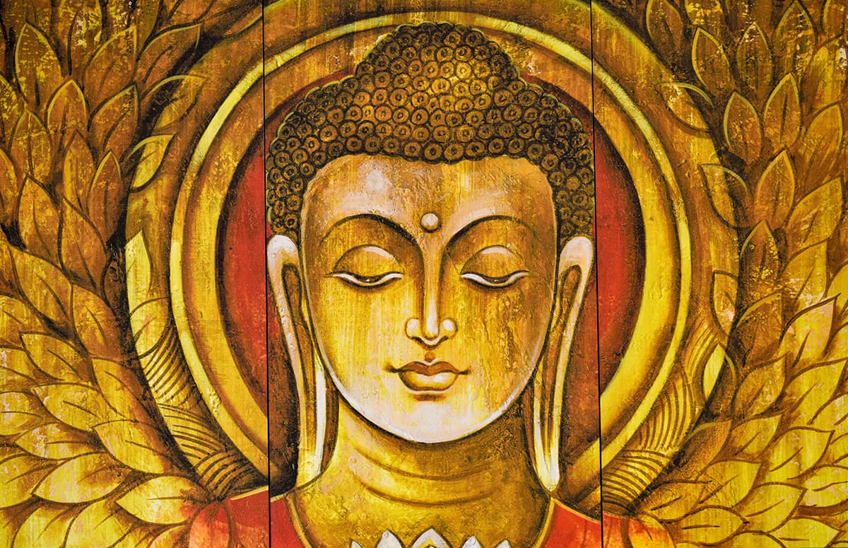 Buddha Painting Spiritual Zen Wall Mural Wallpaper pattern detail