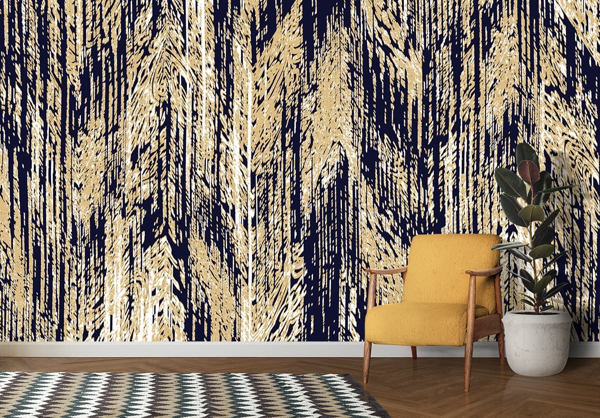 Abstract Wood Pattern Close Up Texture Wallpaper shown in a room