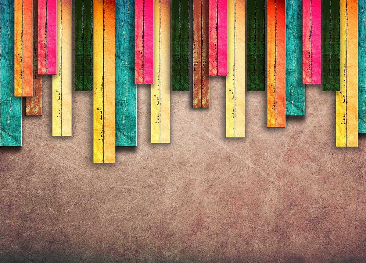 A group of colorful wooden planks pattern detail