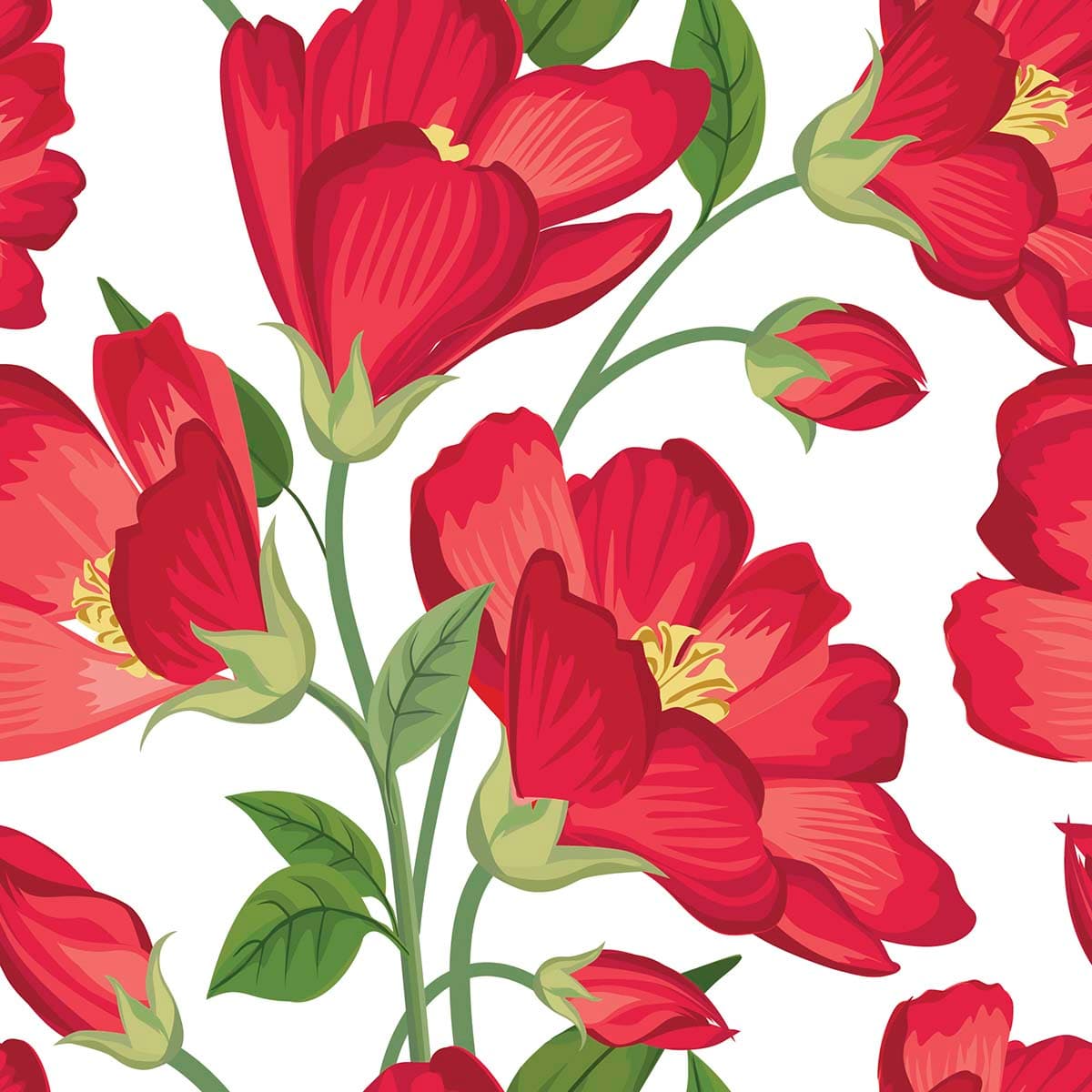 A Wallpaper of Beautiful Shades of Poppy pattern detail