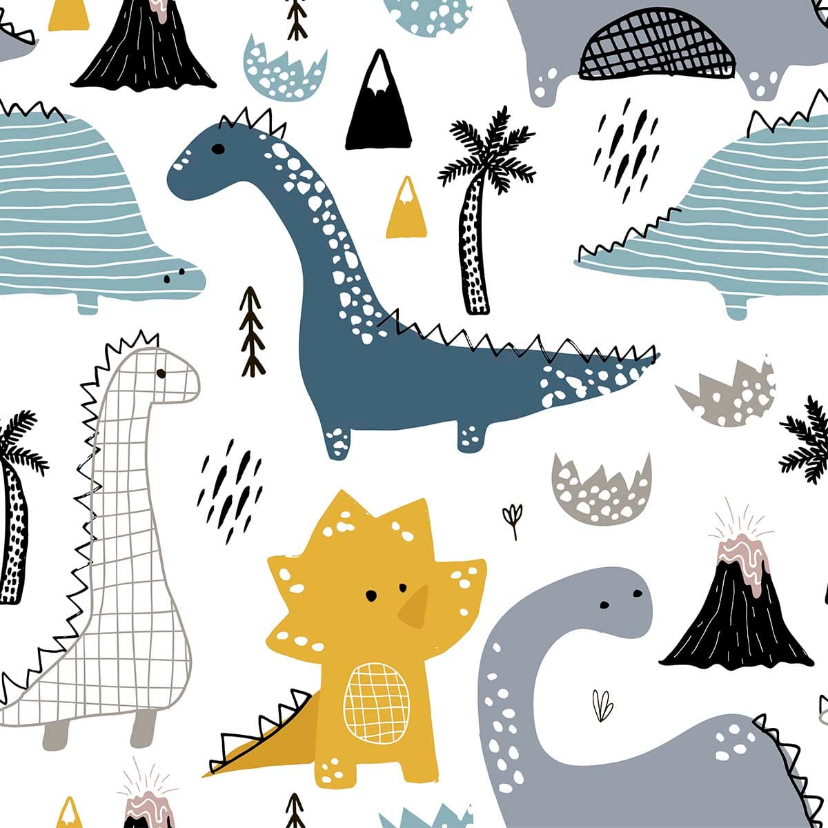 Cute Dino Friends Wallpaper pattern detail