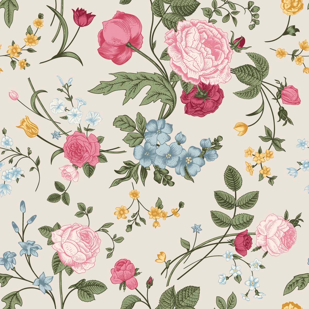 A Roosemore Floral Pattern Wallpaper pattern detail
