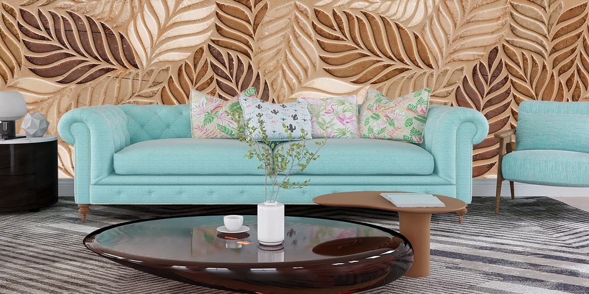 Elegant Decorative Wall Pattern Modern Interiors Wallpaper shown in a room
