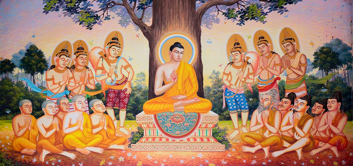 Buddha Shiksha Wallpaper Mural pattern detail