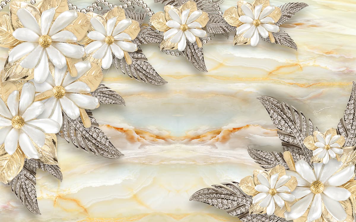 The Heaven filled with Marbles and Flowers Wallpaper pattern detail