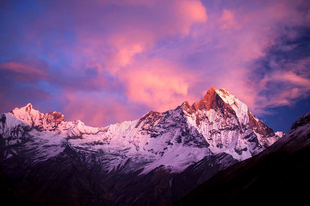 Aesthetic Snowy Mountain Pink Sky Scene Wallpaper pattern detail