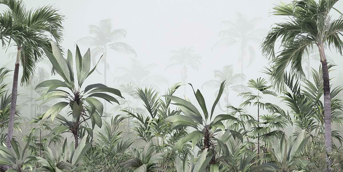 Forest Plants Group for Calm Home Walls Wallpaper pattern detail