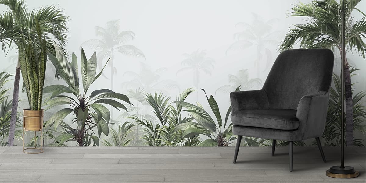 Forest Plants Group for Calm Home Walls Wallpaper shown in a room