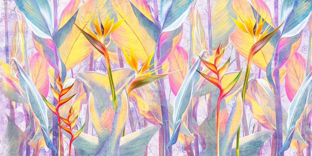 Blooming Flower Botanical Tropical Seamless Art Wallpaper pattern detail