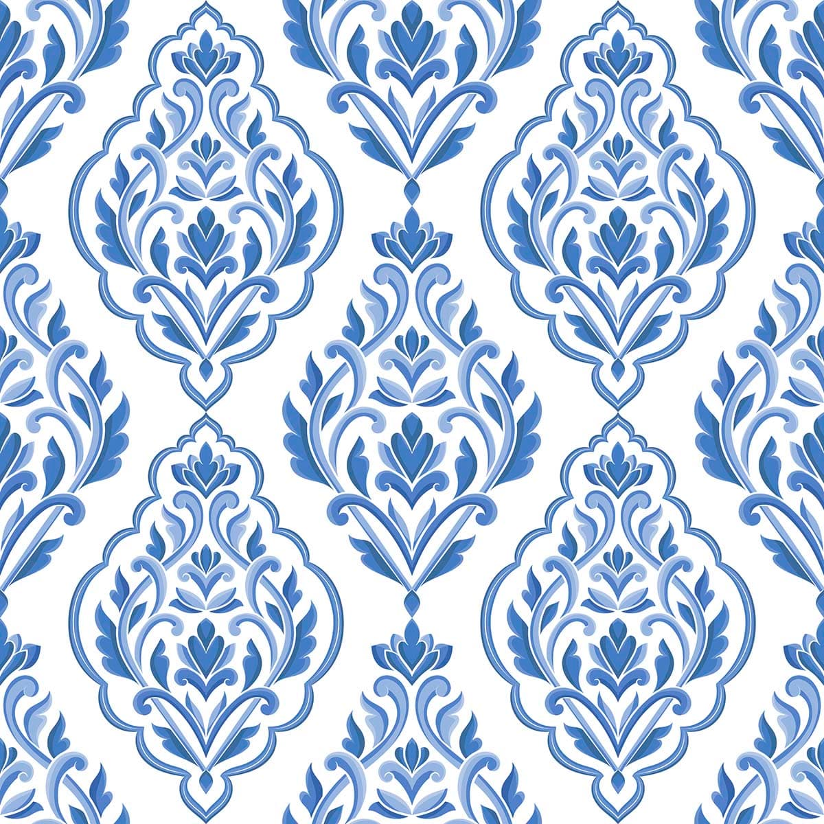 Light Blue and White Damask Pattern Wallpaper for Walls pattern detail