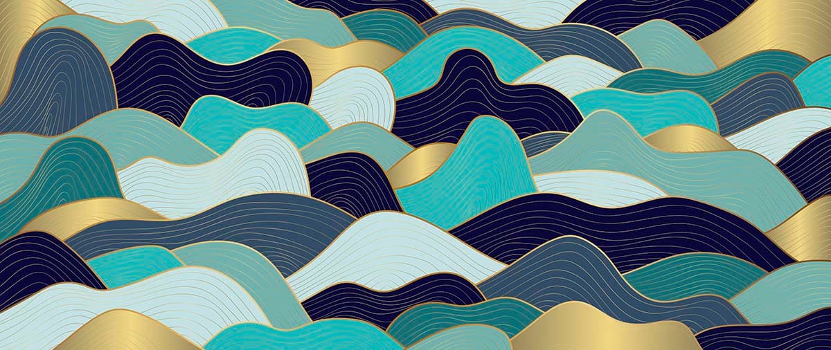 Luxurious Colorful Waves Wallpaper pattern detail