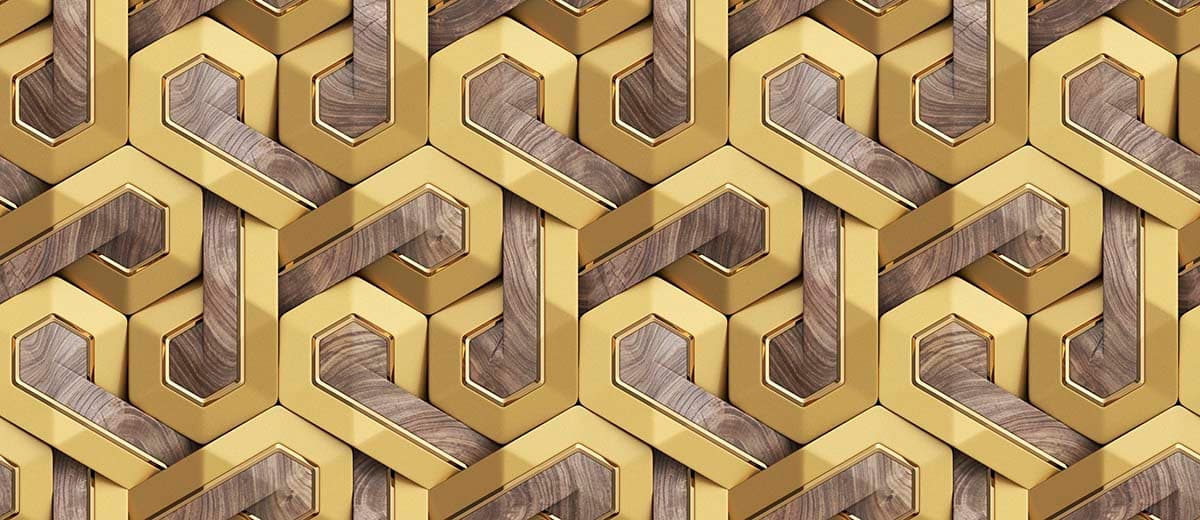 3D Golden Elegance Luxury Wallpaper pattern detail