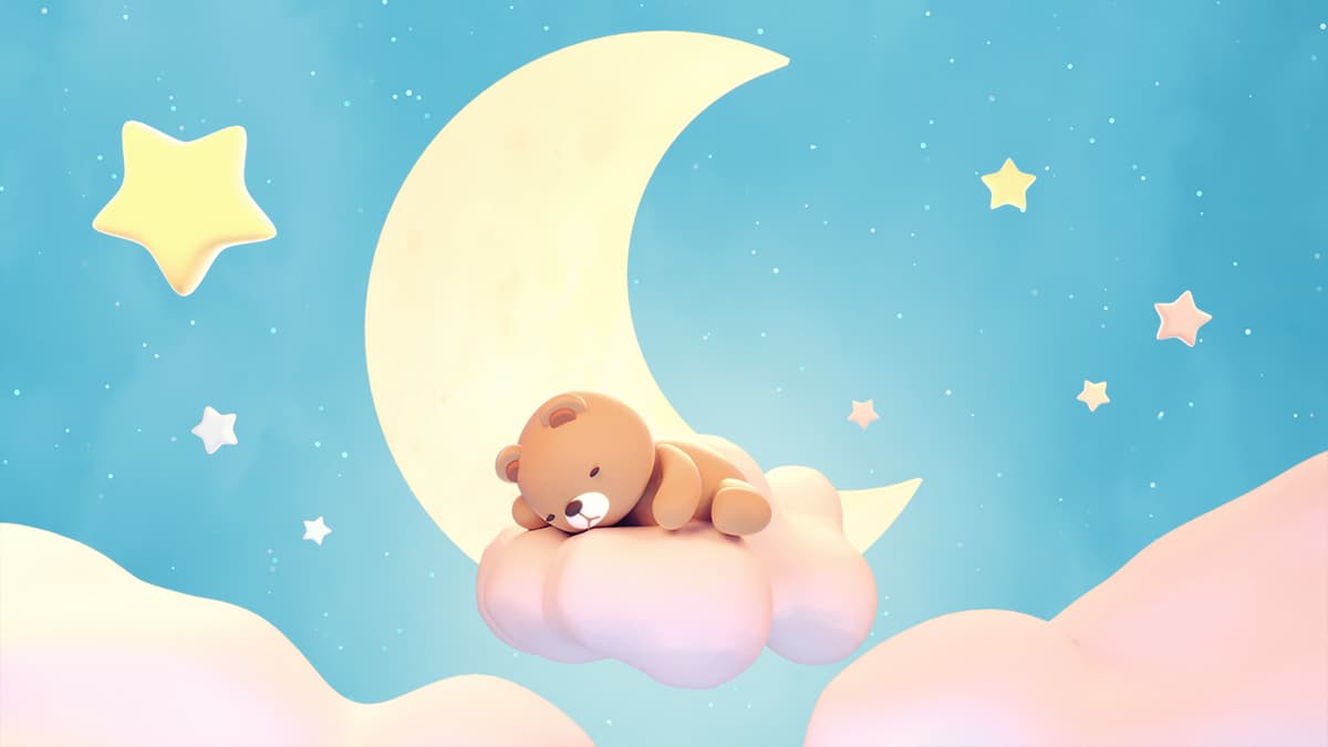 Tiny Moonbeam Teddy Wallpaper pattern detail