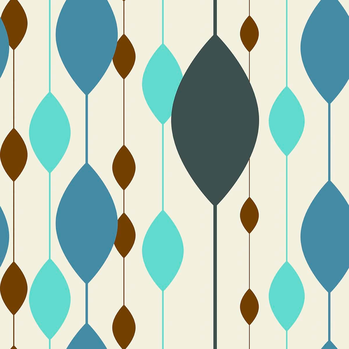 A Pattern of Blue and Brown Ovals Abstract Modern Wallpaper pattern detail