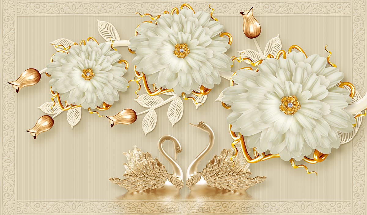 A 3D Wallpaper Mural with a European Effect pattern detail