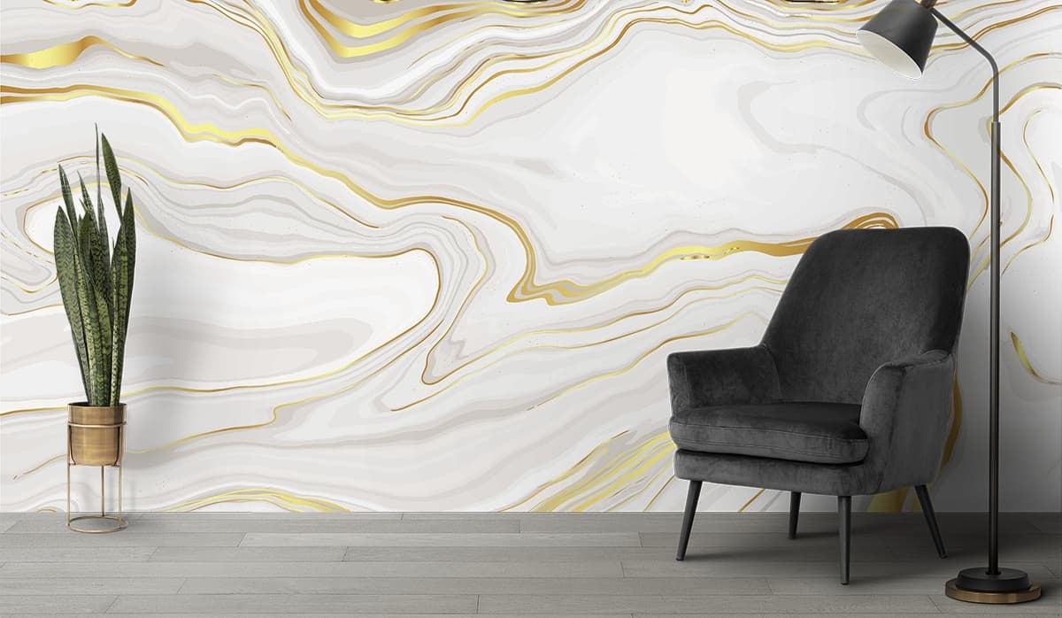 Luxurious Marble Veins Wallpaper shown in a room