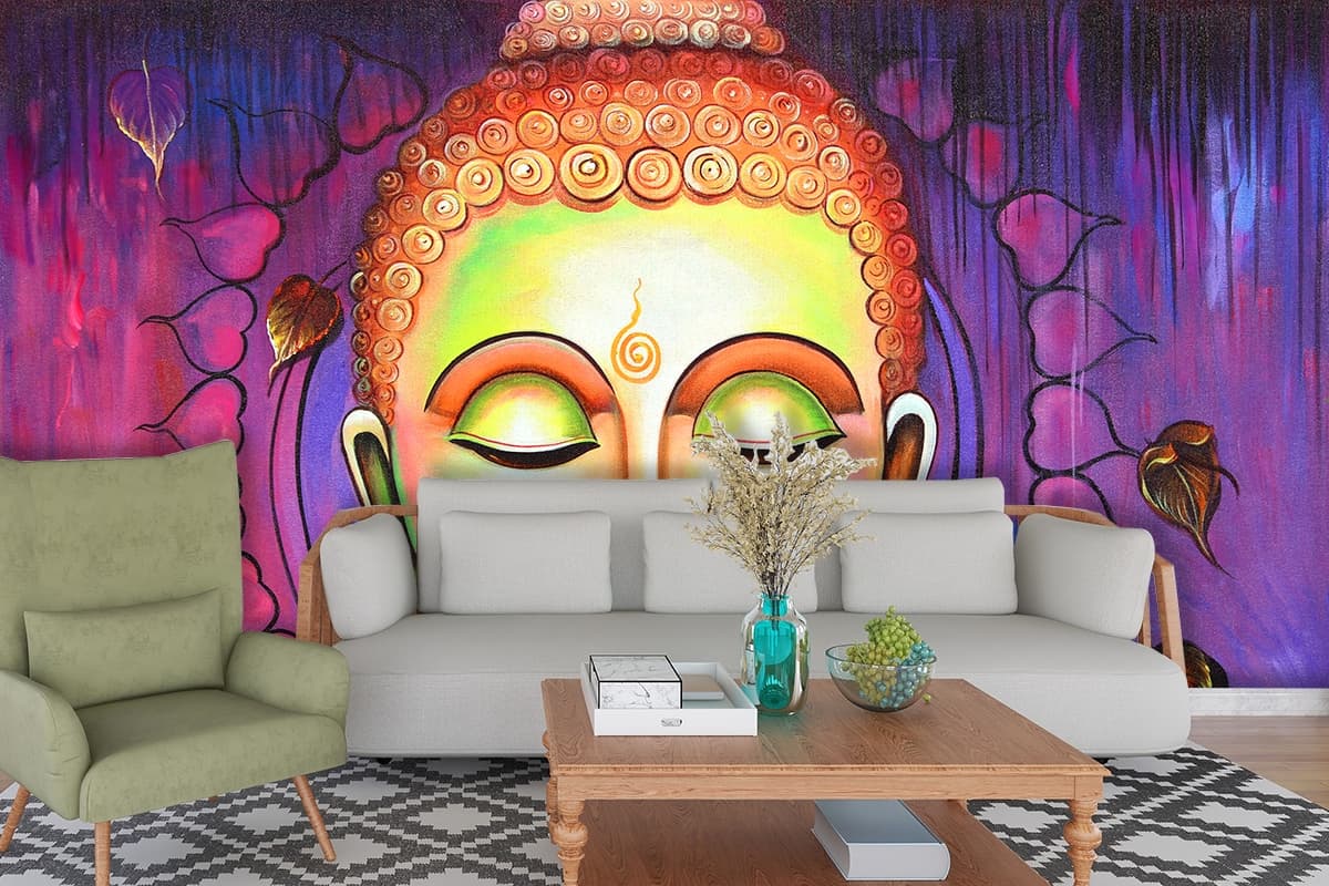 Spiritual Buddha Painting Aesthetic wallpaper shown in a room