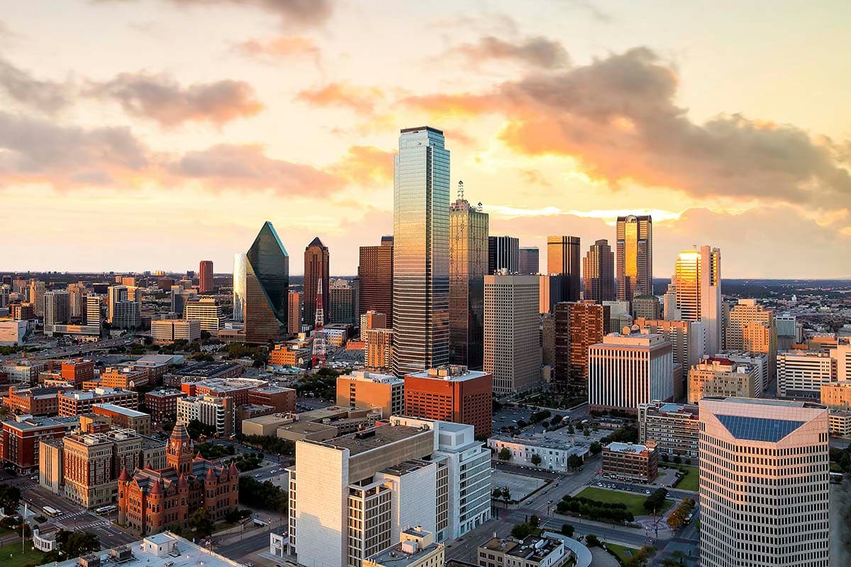 Dense urban skyline with tall skyscrapers in city wallpaper pattern detail