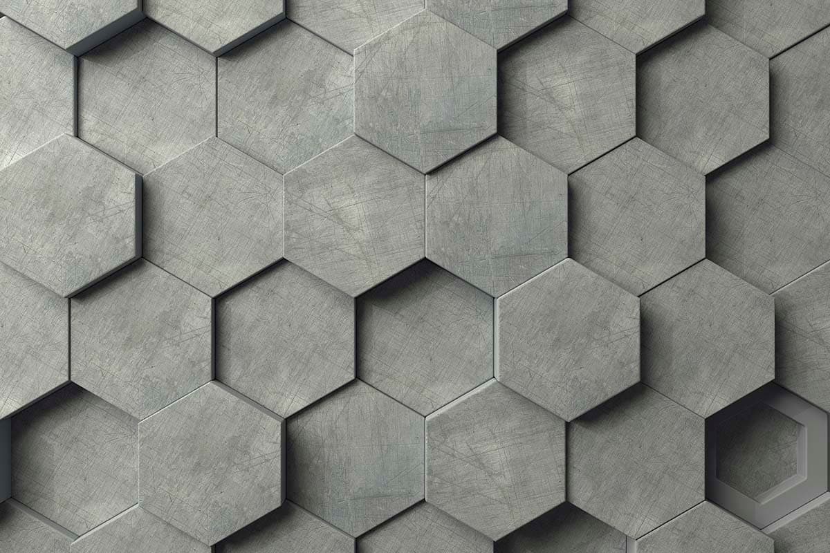 Grey Hexagons Wallpaper, 3D Pattern pattern detail