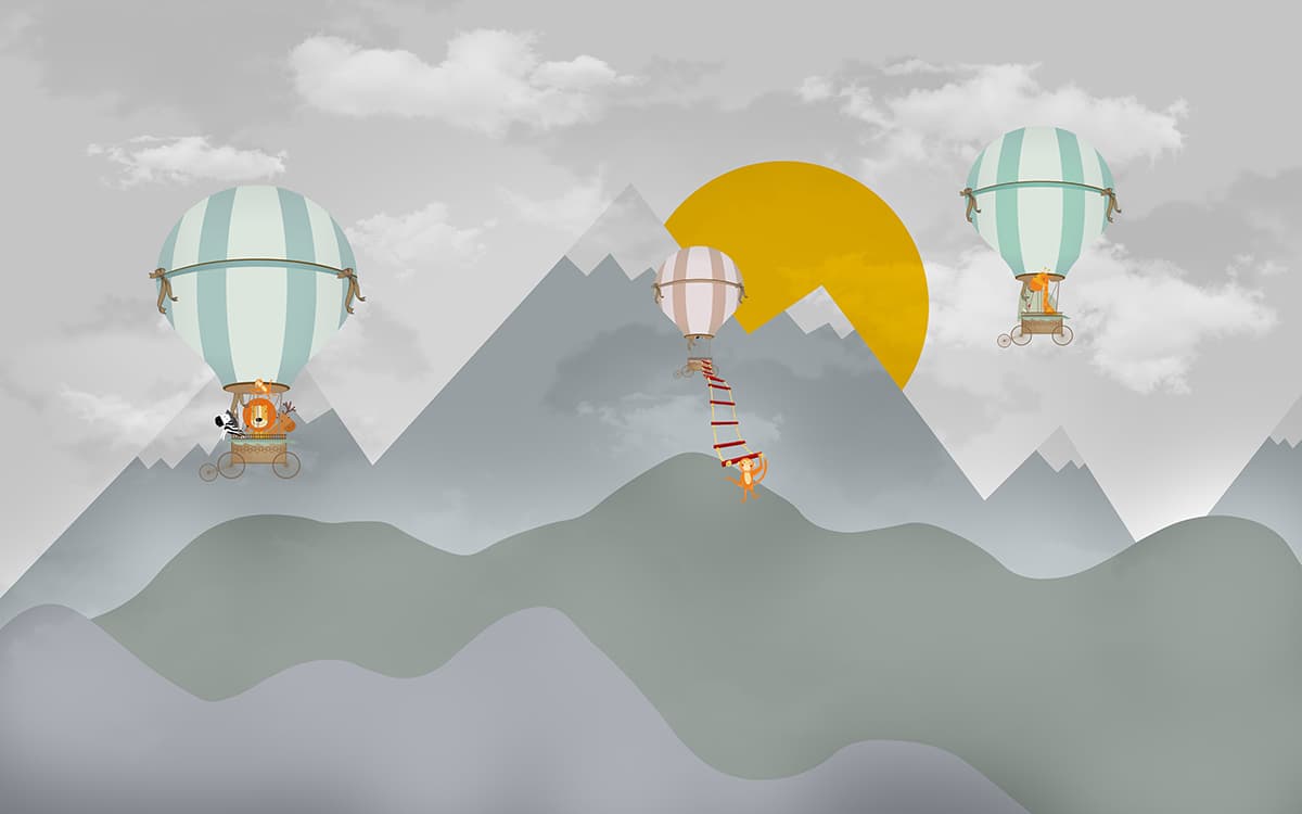 A Kids Wallpaper of Hot Air Balloon pattern detail
