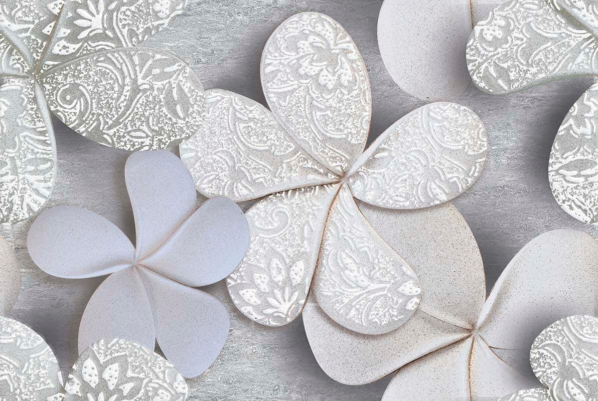 3D Cement Structure Floral Wallpaper pattern detail