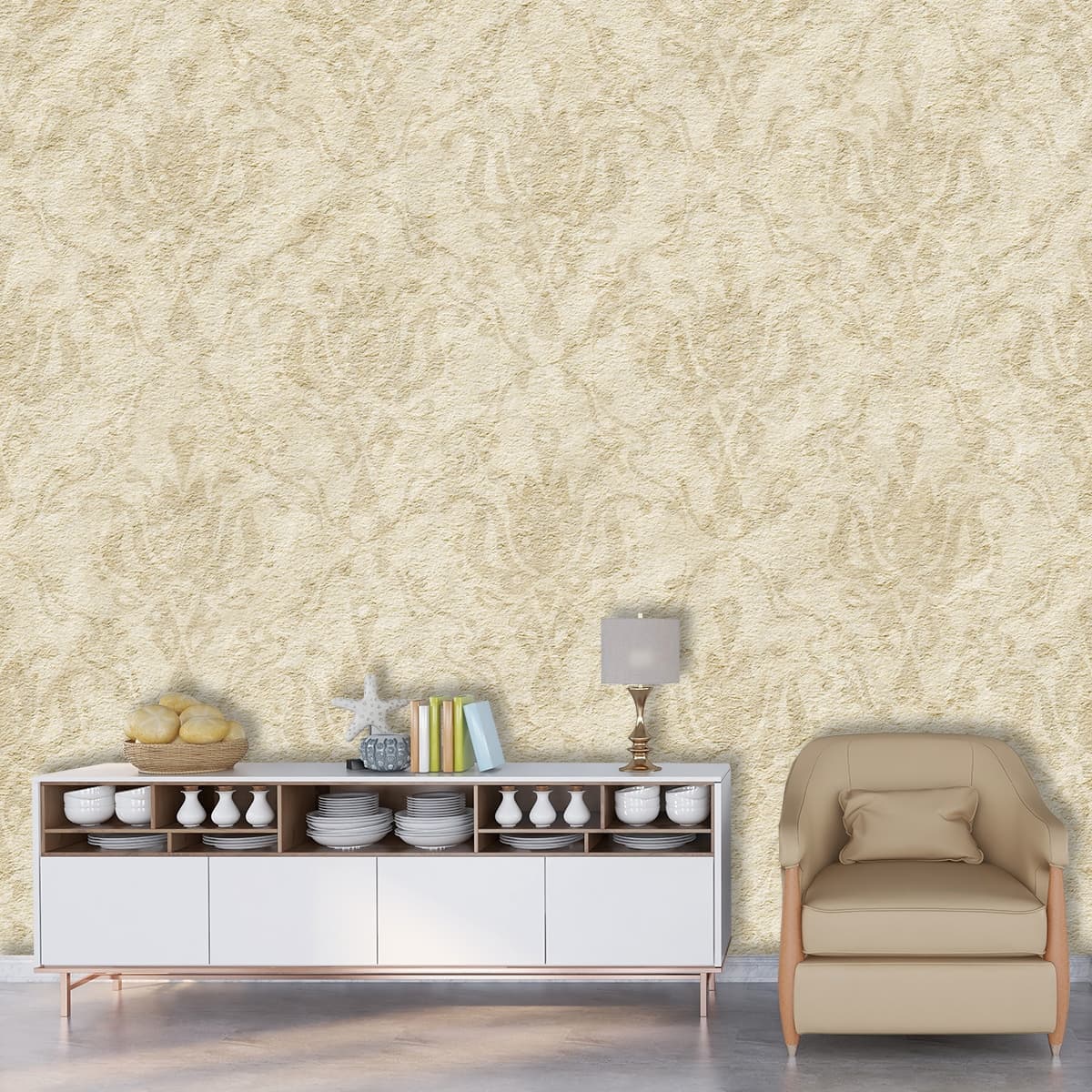 Subtle Wall Texture Close-Up Design wallpaper shown in a room