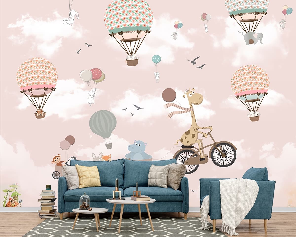 Little Safari Adventure Wallpaper shown in a room