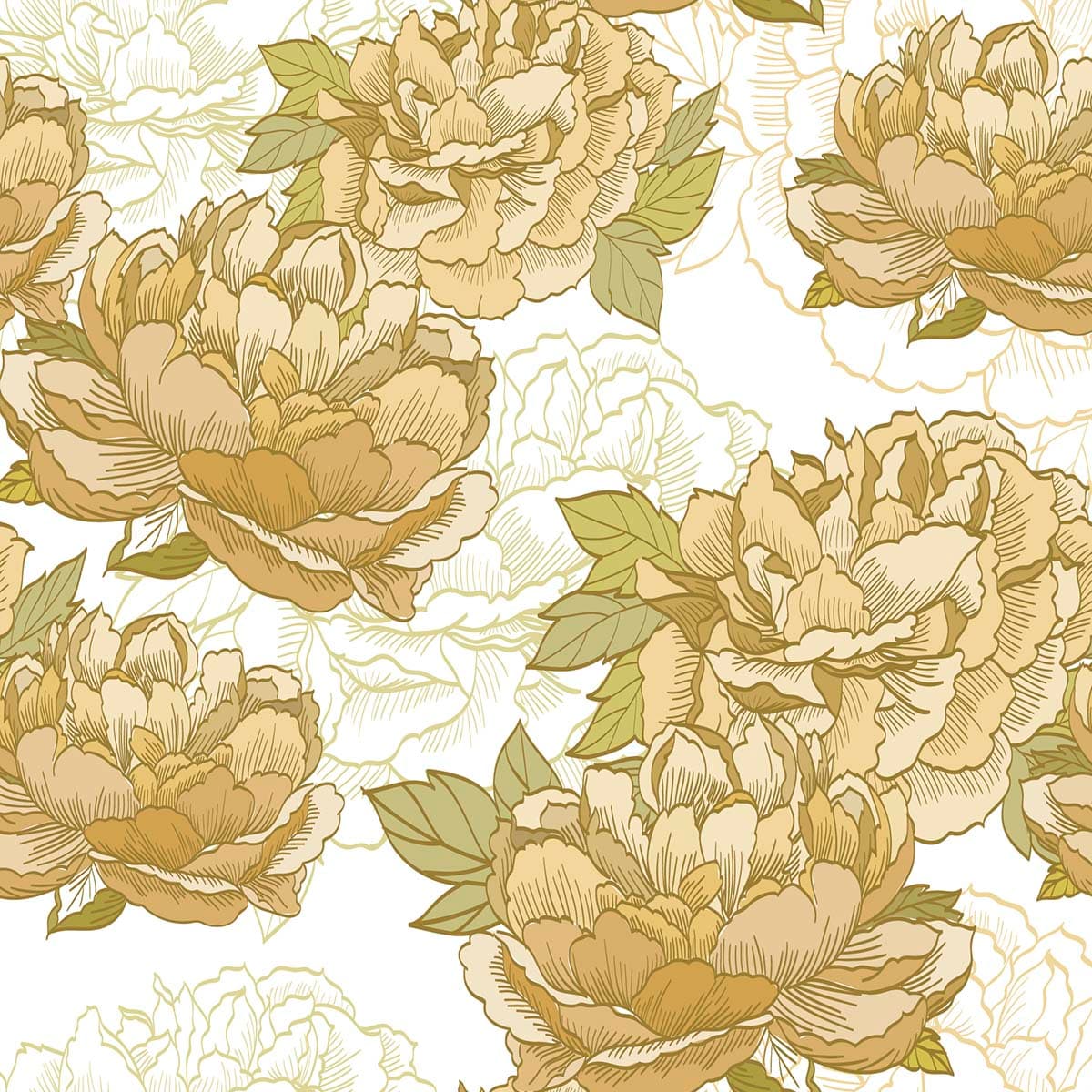 Rich floral foliage pattern with vintage textile feel wallpaper pattern detail