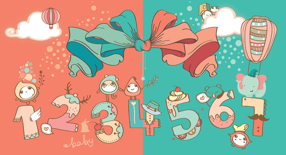 Playful Nursery Numbers Wall Mural pattern detail