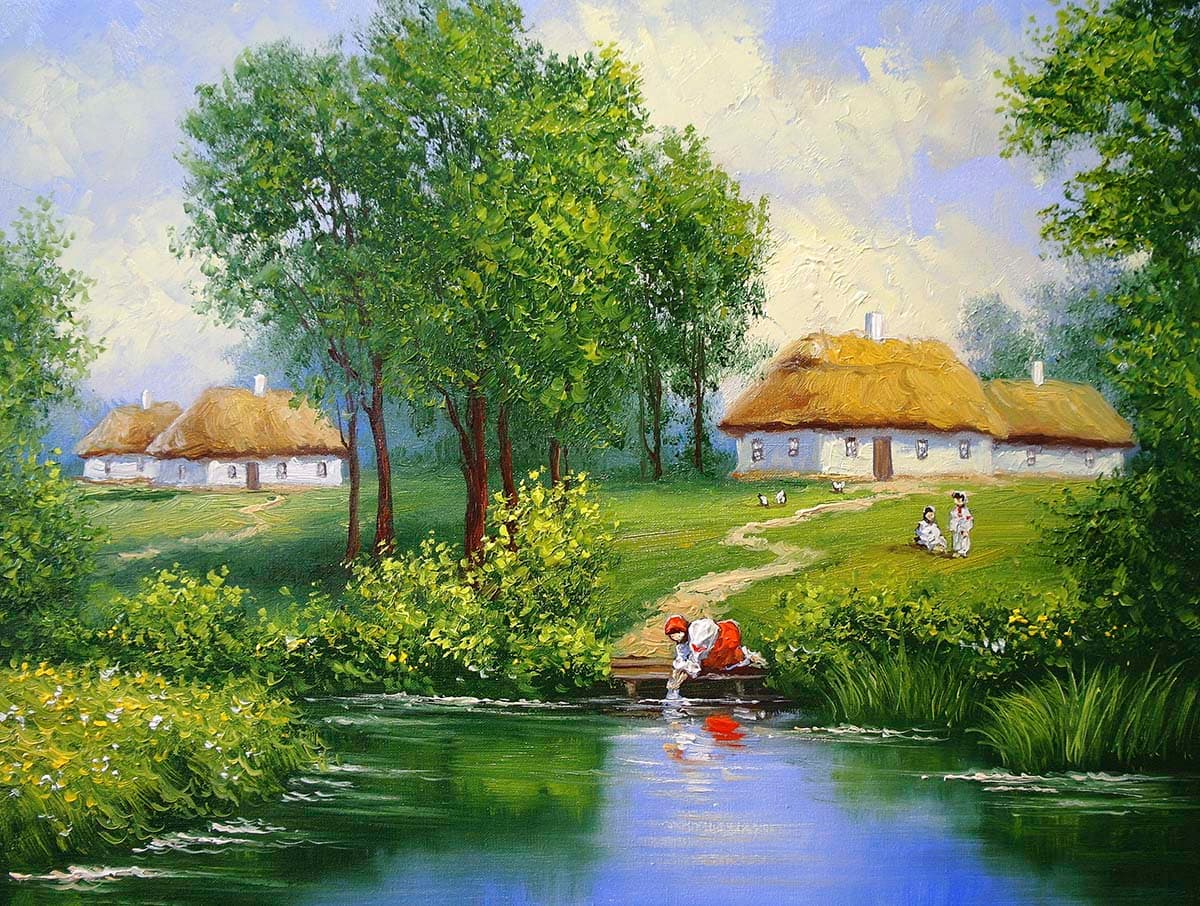 Gaon Ki Duniya, Beautiful Painting Bedroom Wallpaper pattern detail