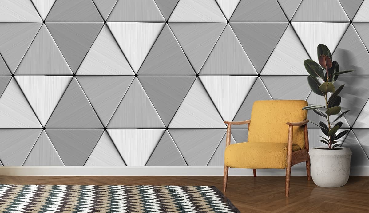 Abstract Triangle Design Contemporary Wallpaper shown in a room
