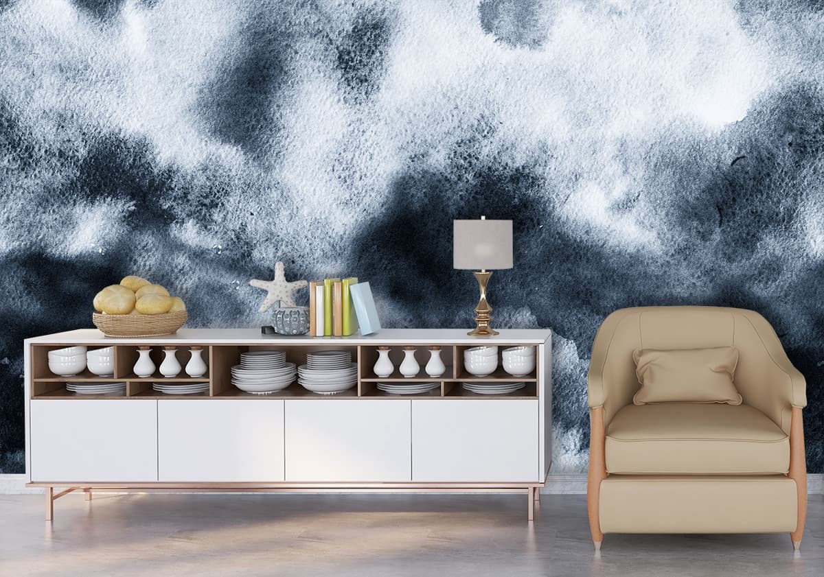 Artistic Abstract Painting Design Wallpaper shown in a room